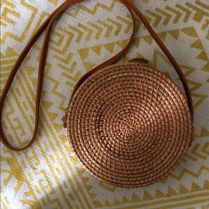 Round Woven Crossbody Bag